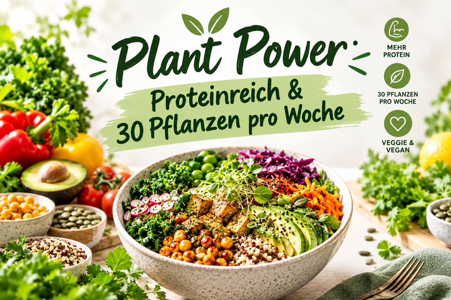 Plant power: proteinreich und 30 Pflanzen pro Woche