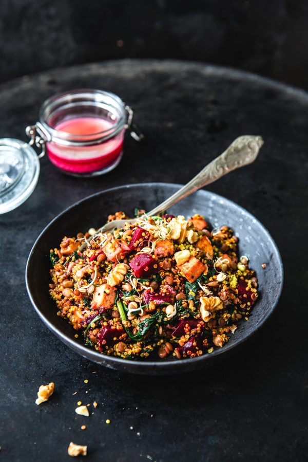 Quinoa-Linsen-Lavendel Salat mit Meerettich-Dressing, Foto ©Annamaria Zinnau